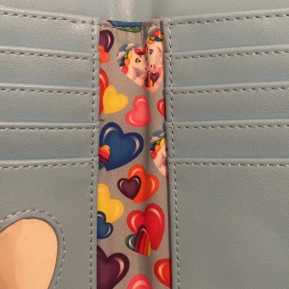 Loungefly Lisa Frank Unicorn Reflection Dolphin Rainbow Hearts Flap Wallet - Picture 8 of 8